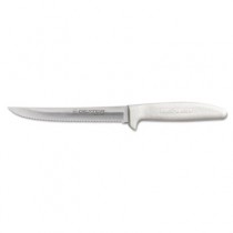 SaniSafe Scalloped Utility Knife, 6", Stainless Steel/Polypropylene
