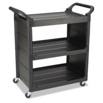 Service Cart, 150-lb Cap., 3 Shelves, 18 5/8w x 33 5/8d x 36 5/8h, Black