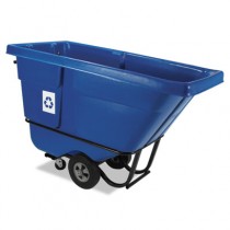 Rotomolded Recycling Tilt Truck, Rectangular, Plastic, 850 lb. Cap., Blue