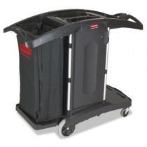 Compact Folding Housekeeping Cart, 22w x 51 3/4d x 44h, Black