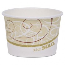 Single Poly Paper Food Container, 3.5 oz, Symphony Design, 60/Pack