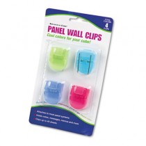 Fabric Panel Wall Clips, Standard Size, Assorted Cool Colors, 4/Pack