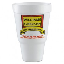 Drink Foam Cups, w/Williams Chicken Logo 32oz, Hot/Cold, White