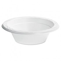Plastic Bowls, 12 Ounces, White, Round, Lightweight, 125/Pack