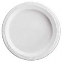 Plastic Plates, 10 1/4 Inches, White, Round, Lightweight, 125/Pack