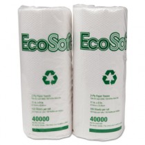 EcoSoft Household Roll Towels, 11 x 9, White, 100/Roll