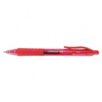 Clear Barrel Roller Ball Retractable Gel Pen, Red Ink, Medium, Dozen