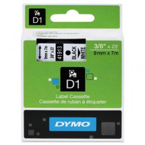 D1 Standard Tape Cartridge for Dymo Label Makers, 3/8in x 23ft, Black on White