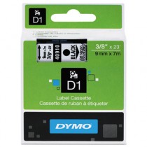 D1 Standard Tape Cartridge for Dymo Label Makers, 3/8in x 23ft, Black on Clear