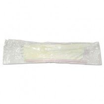 Wrapped Cutlery Kit, Spork/Straw/Napkin, 5.25", White