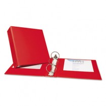 Economy Round Ring Reference Binder, 3" Capacity, Red