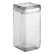 Stackable Square Glass Jar, 64 oz, Clear, Glass Lid