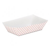 Kant Leek Clay-Coated Paper Food Tray, 6 1/10 x 2 1/10 x 9 3/10, Red Plaid