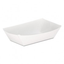 Kant Leek Polycoated Paper Food Tray, 6 1/10 x 2 1/0 x 9 3/10, White