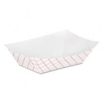 Kant Leek Clay-Coated Paper Food Tray, 3 3/4 x 1 2/5 x 5 3/10, Red Plaid