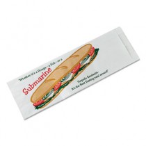 Submarine Sandwich Bags, 4 1/2 x 2 x 14, White Preprinted Submarine