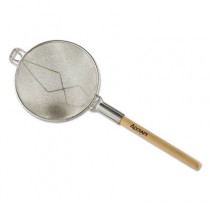 Strainer, Tinned Steel, Silver/Brown, 12" Basket Diameter