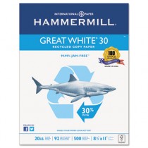 Great White Recycled Copy Paper, 92 Brightness, 20lb, 8-1/2 x 11, 5000 Shts/Ctn