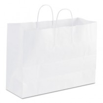 Traveler Paper Shopping Bags, 16"W x 6"D x 16"H, White