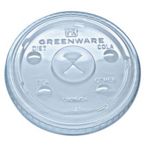 Greenware Cold Drink Lids, Fits 16-18, 24 oz Cups, X-Slot, Clear