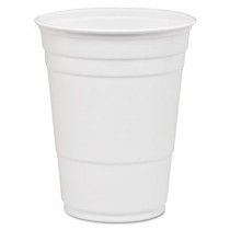 Party Plastic Cold Drink Cups, 16-18 oz, White, 50/Bag
