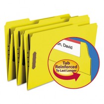 Folders, Two Fasteners, 1/3 Cut Assorted, Top Tab, Legal, Yellow