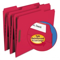 Folders, Two Fasteners, 1/3 Cut Assorted, Top Tab, Letter, Red, 50/Box