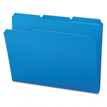 Waterproof Poly File Folders, 1/3 Cut Top Tab, Letter, Blue, 24/Box