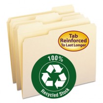 Recycled Two-Ply File Folders, 1/3 Cut Top Tab, Letter, Manila, 100/Box