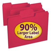 SuperTab Colored File Folders, 1/3 Cut, Letter, Red