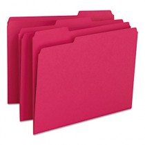 File Folders, 1/3 Cut Top Tab, Letter, Red, 100/Box