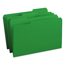 File Folders, 1/3 Cut Top Tab, Legal, Green, 100/Box