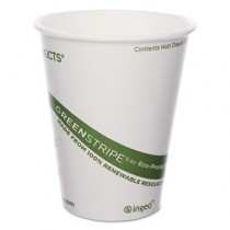 GreenStripe Hot Cups, Paper, White/Green, 8 oz