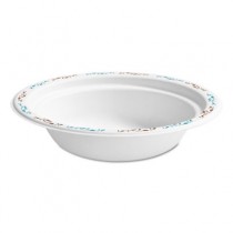 Molded Fiber Dinnerware, Bowl, 12 oz, White, Vines Theme