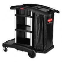 Executive High Security Janitorial Cleaning Cart, Black, 22.5Wx38.5Dx20.5H