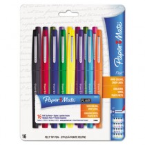 Point Guard Flair Porous Point Stick Pen, Assorted Ink, Medium, 16 per Pack