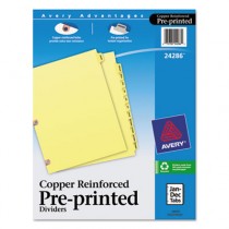 Copper Reinforced Laminated Tab Dividers, 12-Tab, Jan-Dec, Letter, Buff, 12/Set