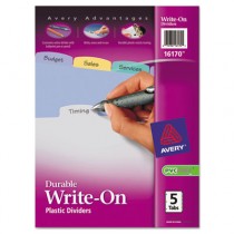 Translucent Multicolor Write-On Dividers, 5-Tab, Letter