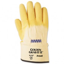 Golden Grab-It II Heavy-Duty Work Gloves, Size 10, Latex/Jersey, Yellow