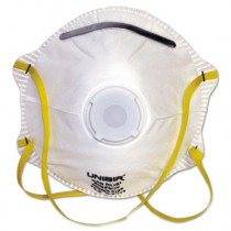 Disposable Dust and Mist Respirator For Hot Conditions, White w/Yellow Straps