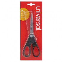 Economy Scissors, 7" Length, Straight Handle, Stainless Steel, Black
