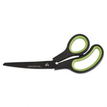 Industrial Scissors, 8" Length, Bent, Black Carbon Coated Blades, Black/Blue