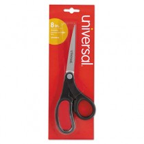 Economy Scissors, 8" Length, Bent Handle, Stainless Steel, Black