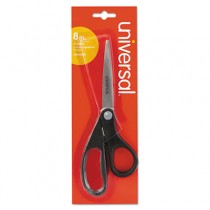 Economy Scissors, 8" Length, Straight Handle, Stainless Steel, Black