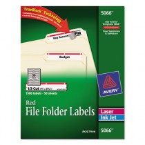 Self-Adhesive Laser/Inkjet File Folder Labels, White, Red Border, 1500/Box