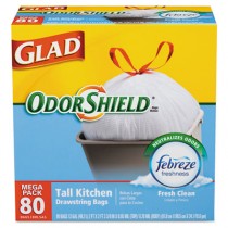 OdorShield Tall Kitchen Drawstring Trash Bags, Fresh Scent, 13Gal, 4 Boxes