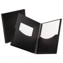 Double Stuff Gusseted 2-Pocket Polypropylene Folder, 200-Sheet Capacity Black
