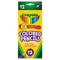 Long Barrel Colored Woodcase Pencils, 3.3 mm, Assorted Colors, 12/Set
