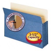 3 1/2 Inch Expansion Colored File Pocket, Straight Tab, Legal, Blue