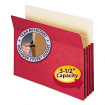 3 1/2 Inch Expansion Colored File Pocket, Straight Tab, Letter, Red